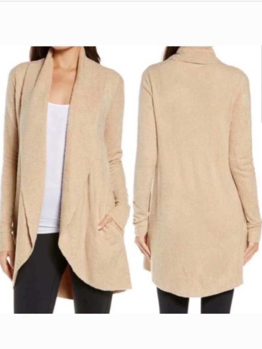 Barefoot Dreams Cozy Chic Lite Circle Cardigan Open Front Shawl Collar size L/XL